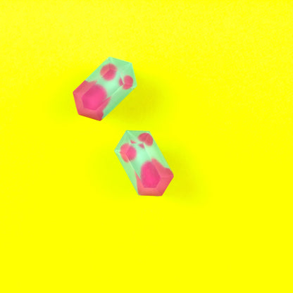 Matte Finish Jewel Studs / Pink + Mint Green