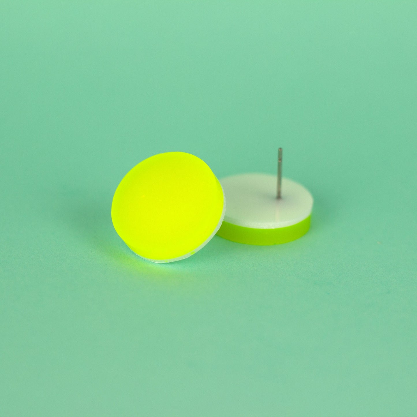 Neon Yellow Cyberpunk Disc Earrings