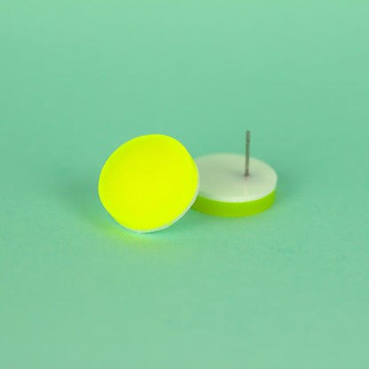 Neon Yellow Cyberpunk Disc Earrings