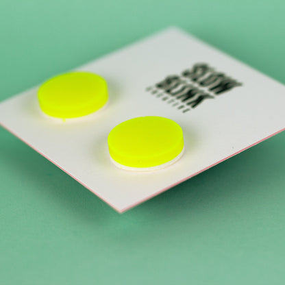 Neon Yellow Cyberpunk Disc Earrings