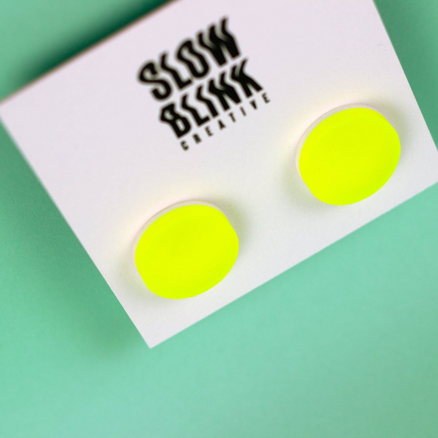 Neon Yellow Cyberpunk Disc Earrings