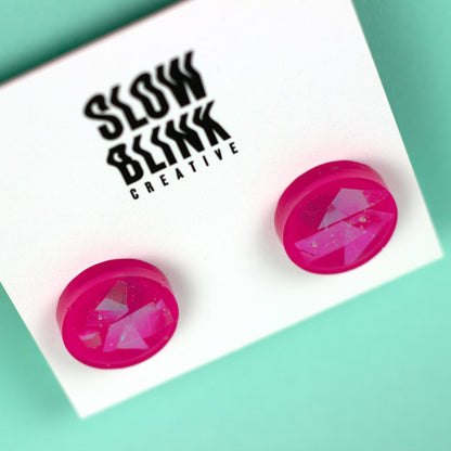 Iridescent Earrings / Bright Pink