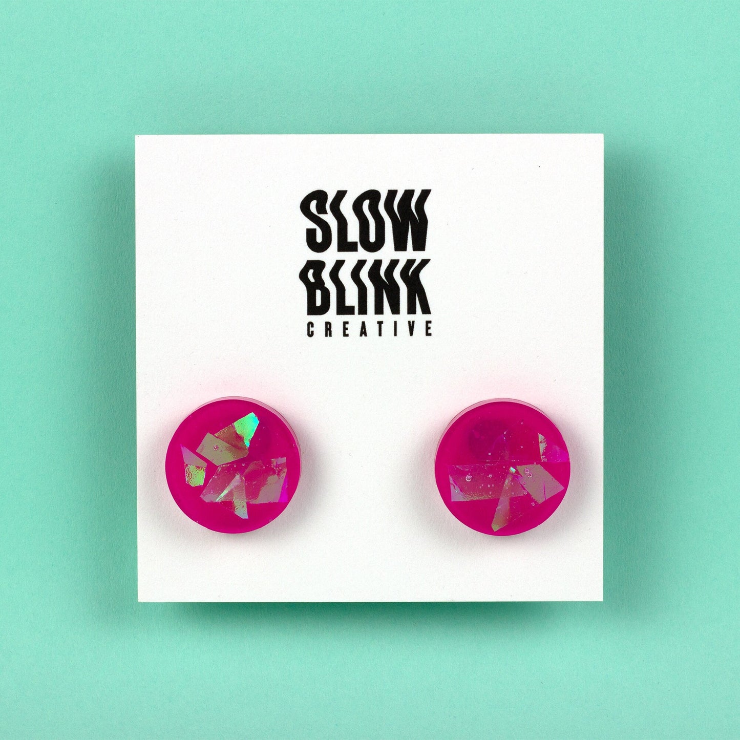 Iridescent Earrings / Bright Pink