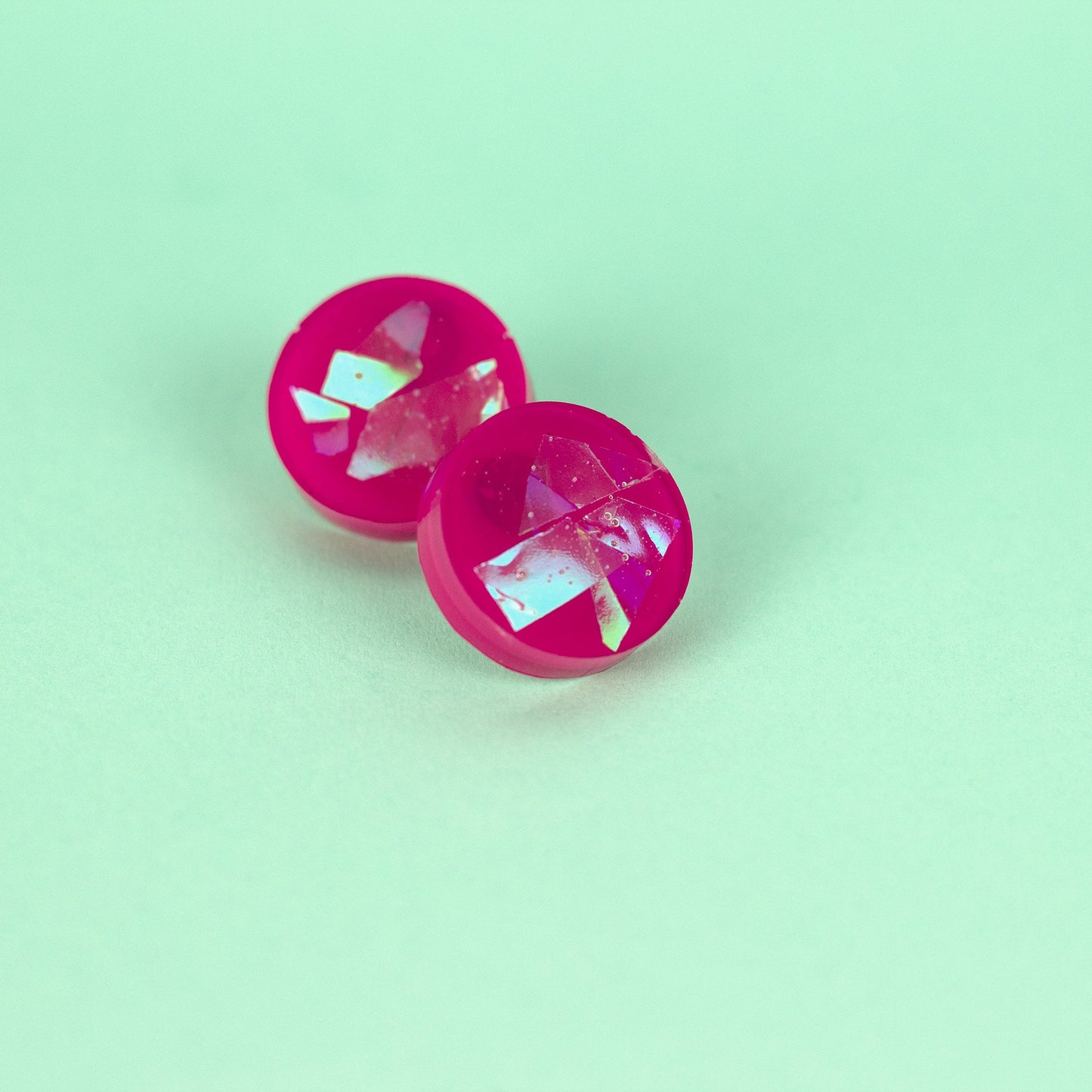 Iridescent Earrings / Bright Pink