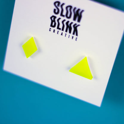 Neon Yellow Cyberpunk Mismatched Earrings