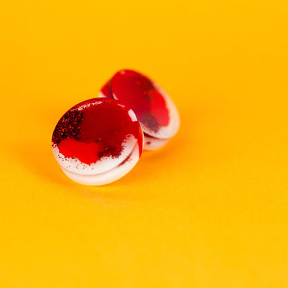 Abstract Colourful Earrings / Red + White