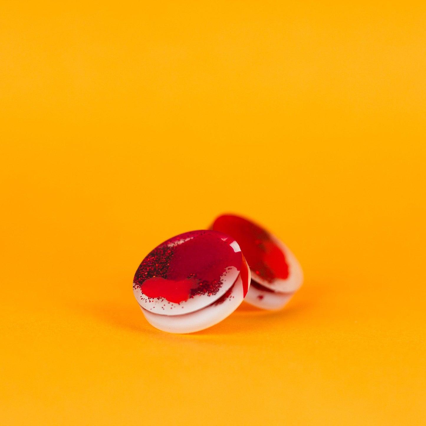 Abstract Colourful Earrings / Red + White