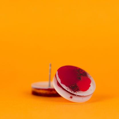 Abstract Colourful Earrings / Red + White