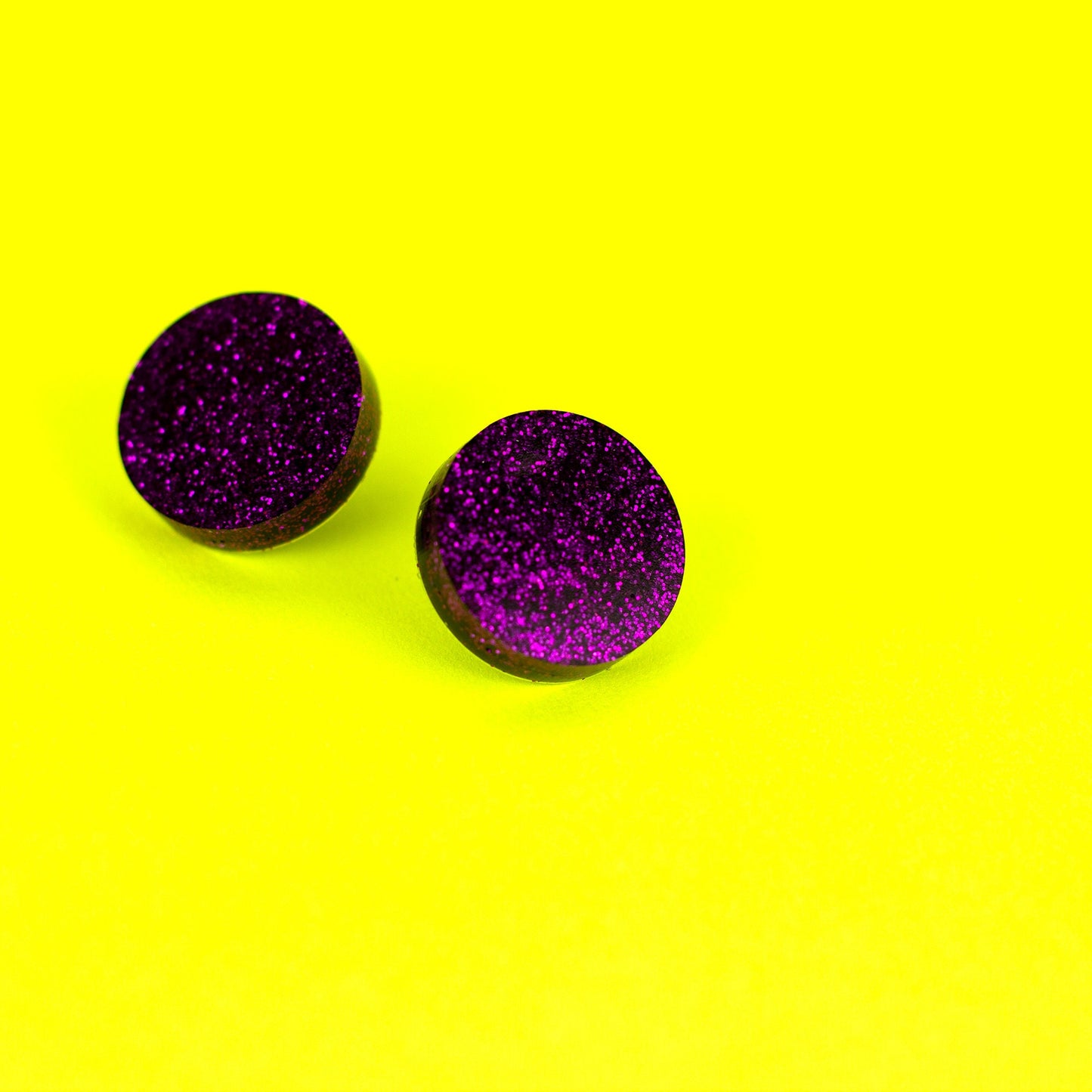 Retro Disc Earrings / Violet Glitter