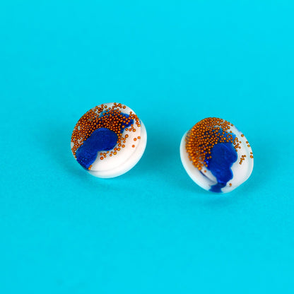 Abstract Colourful Earrings / Royal Blue + Gold