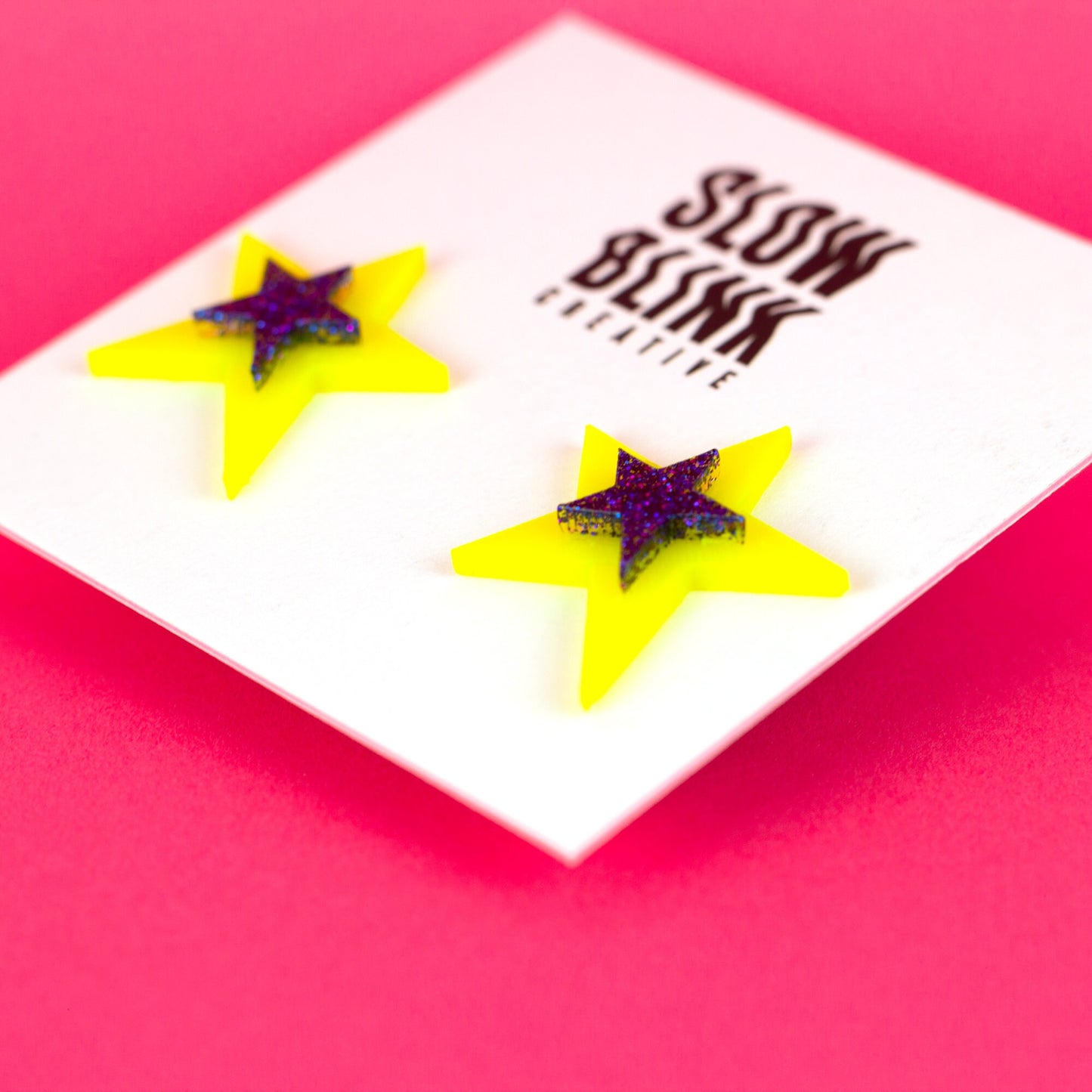 Neon Glitter Star Earrings