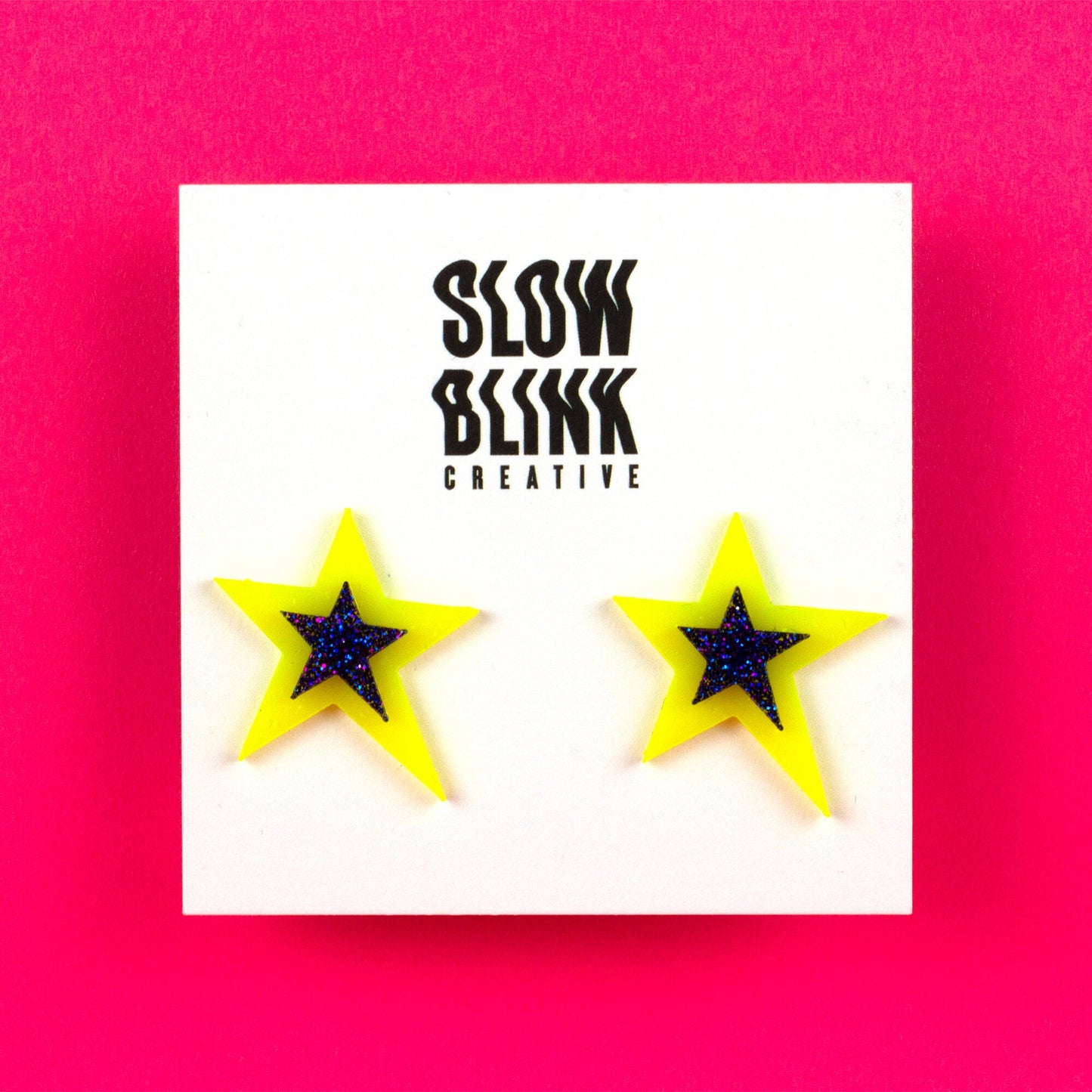 Neon Glitter Star Earrings