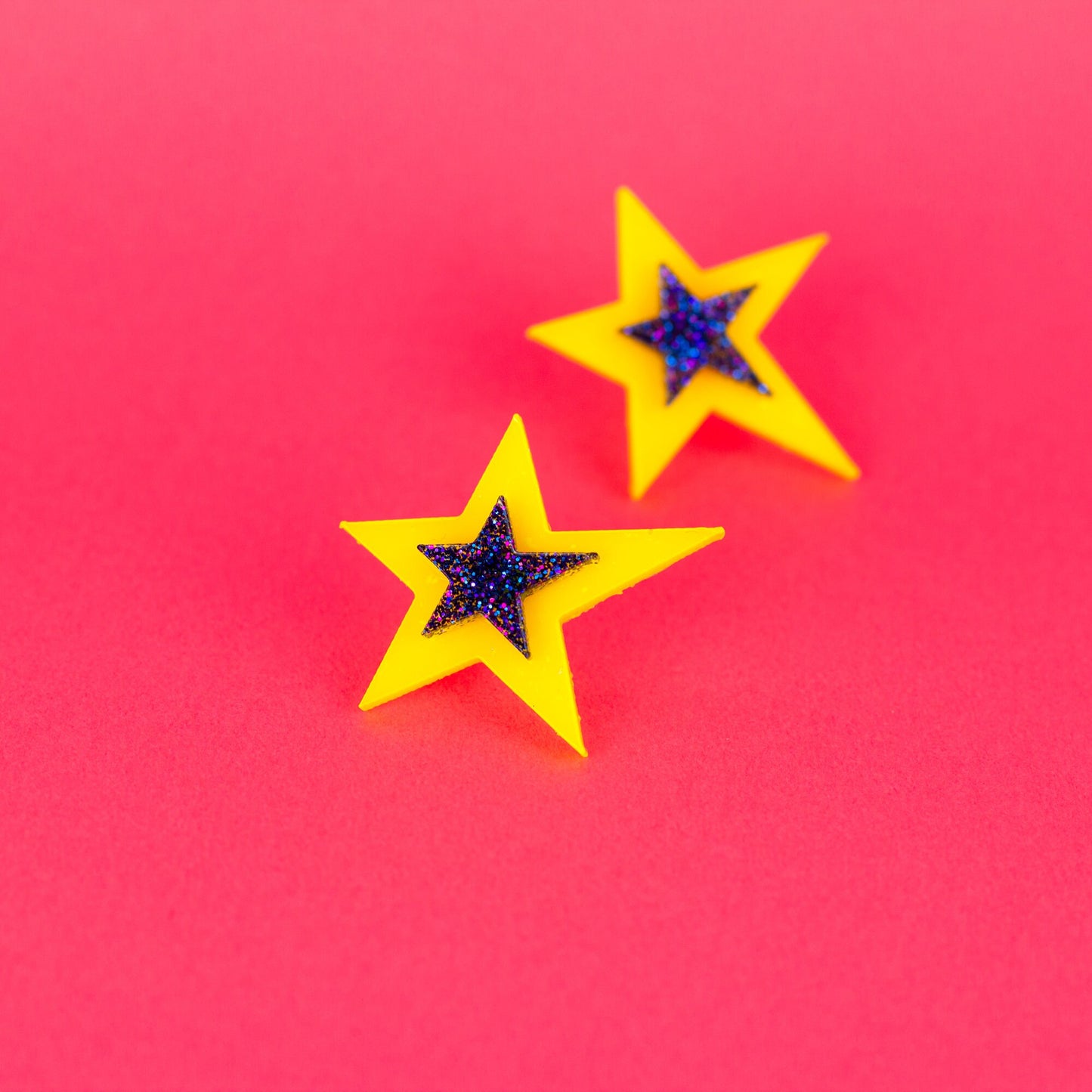 Neon Glitter Star Earrings