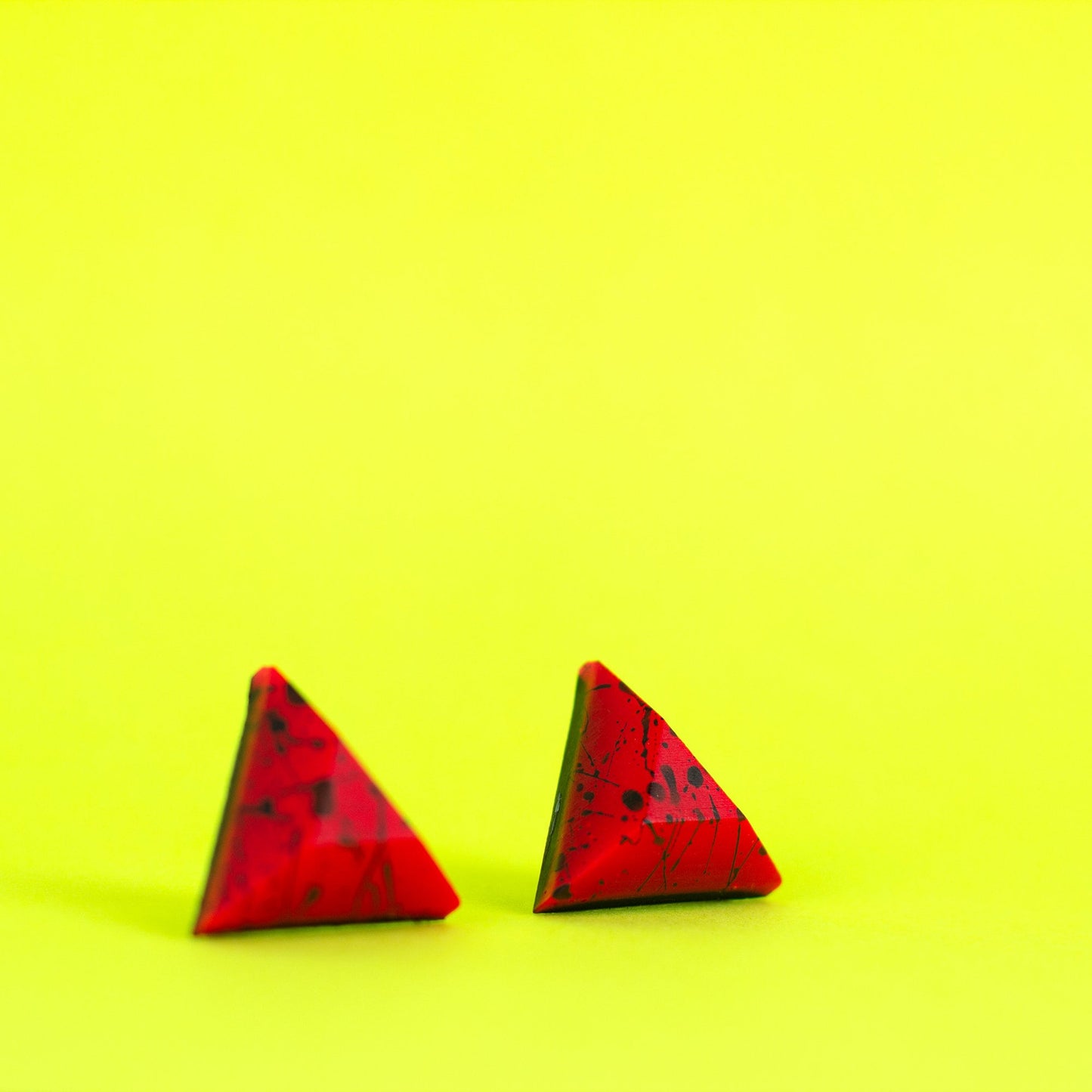 Neon Red Matte Cyberpunk Triangle Earrings