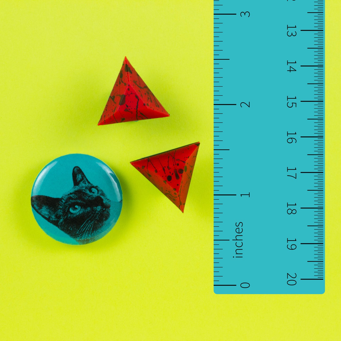 Neon Red Matte Cyberpunk Triangle Earrings