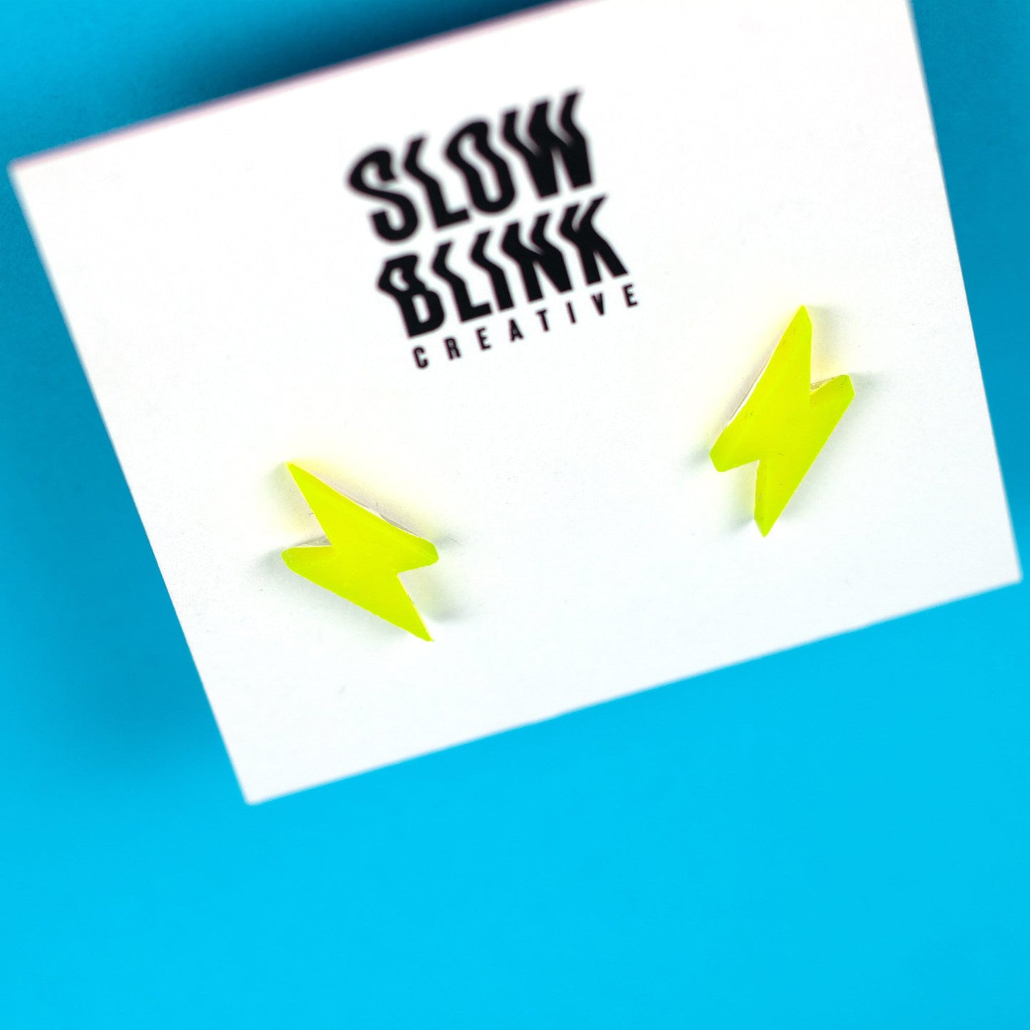 Neon Yellow Small Lightning Bolt Cyberpunk Earrings