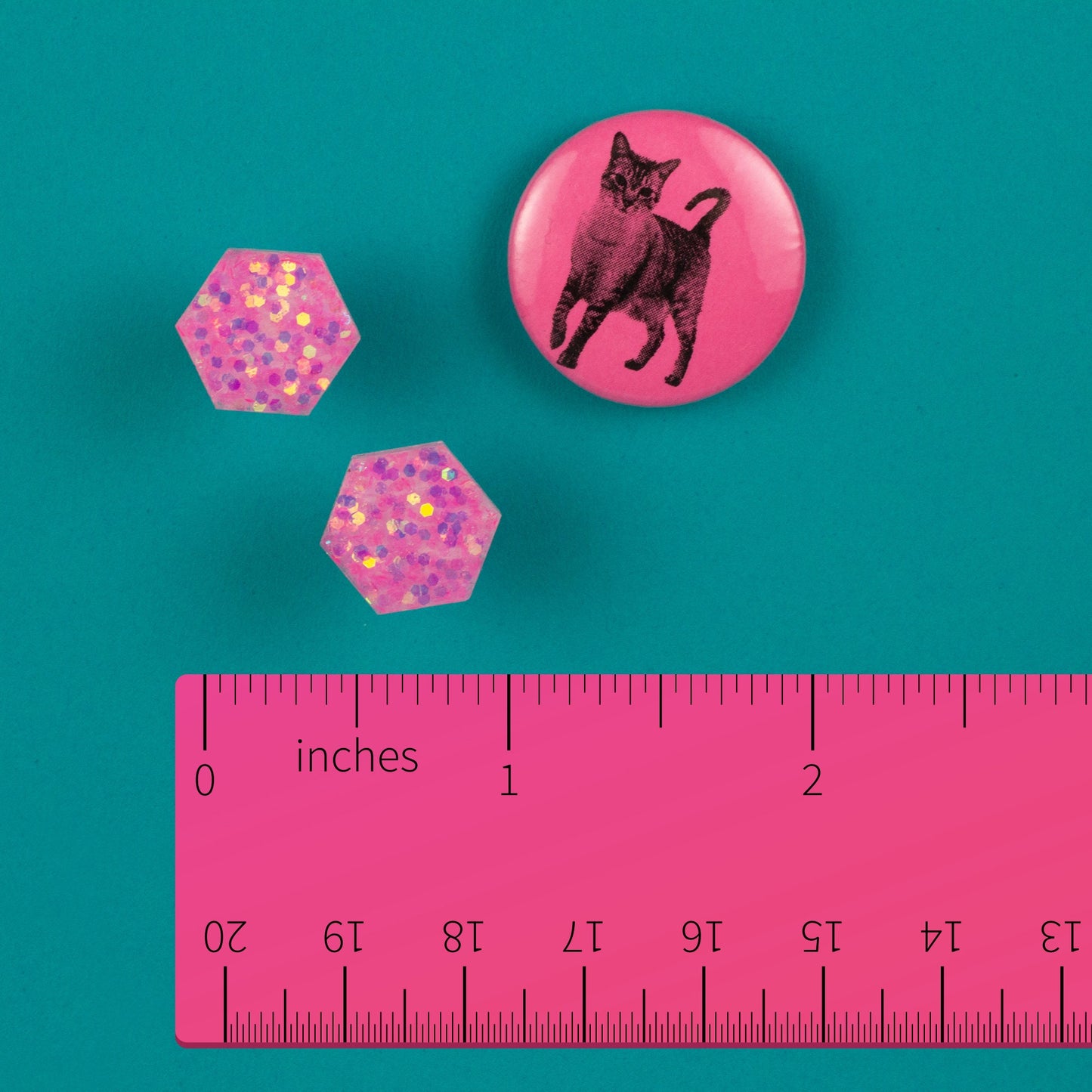 Bubblegum Pink Iridescent Glitter Hexagon Earrings