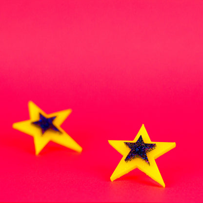 Neon Glitter Star Earrings