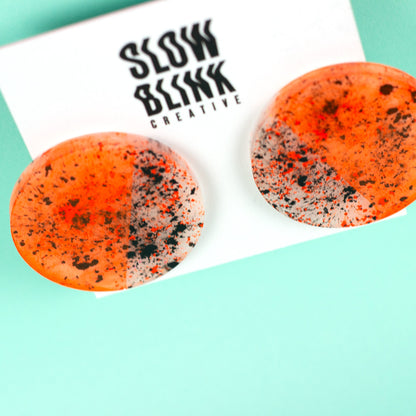 Neon Orange + Black Graffiti 80s Disco Earrings