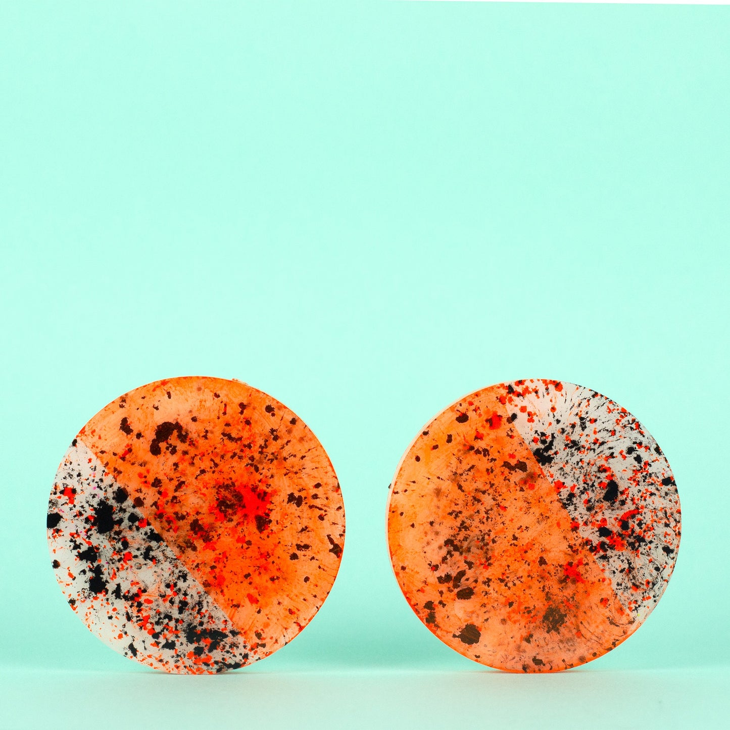 Neon Orange + Black Graffiti 80s Disco Earrings