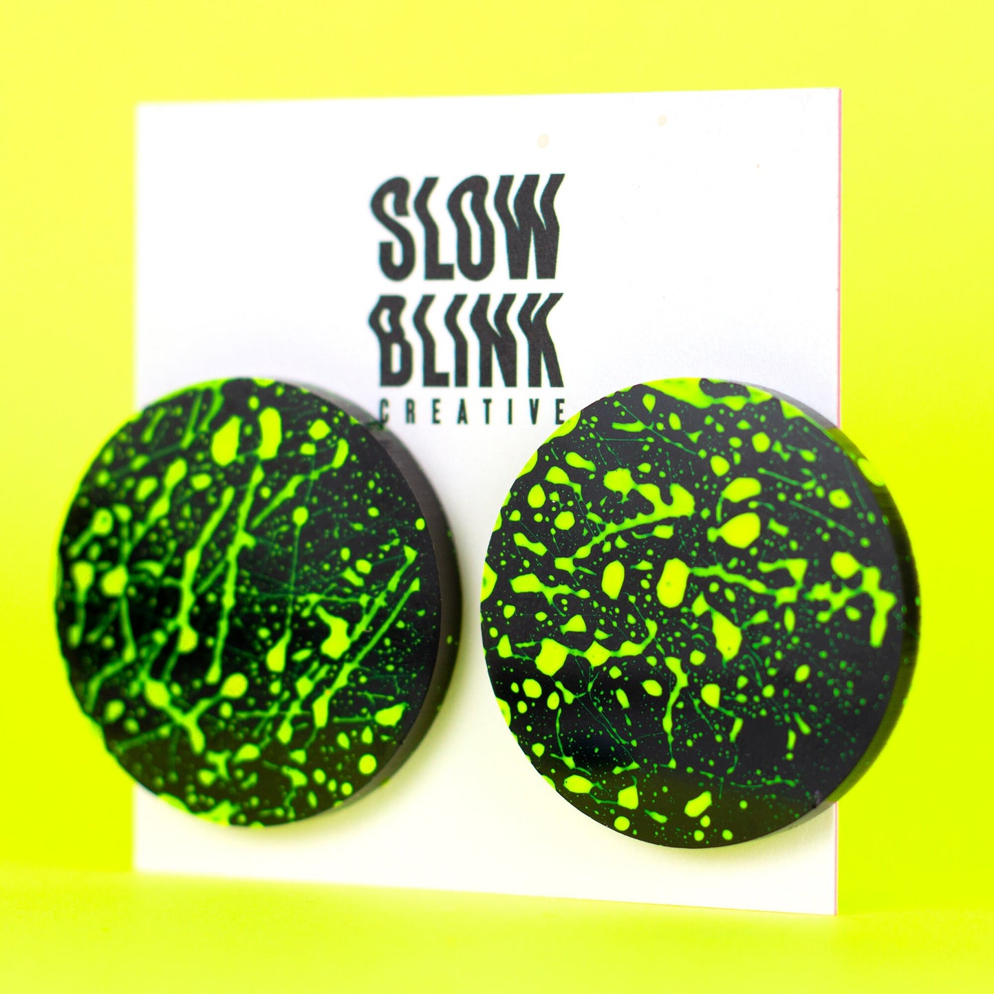 Neon Yellow + Black 80s Style Earrings