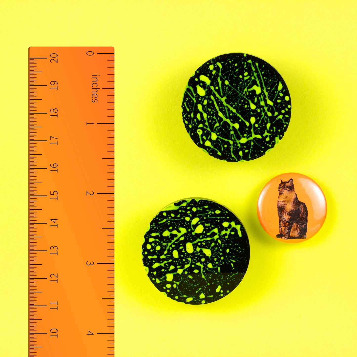 Neon Yellow + Black 80s Style Earrings