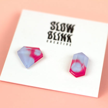 Mismatched Pink + Purple Earrings With Matte Finish