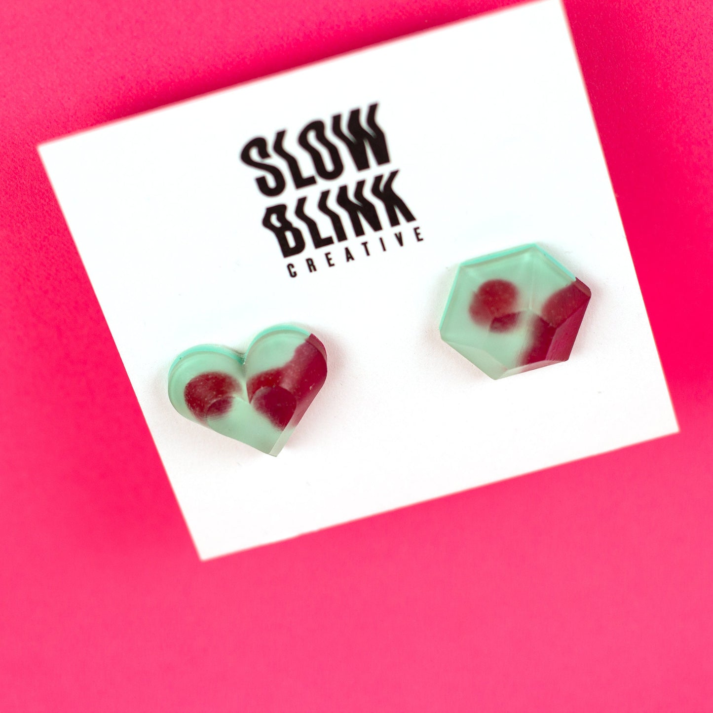 Mismatched Magenta + Mint Matte Finish Earrings