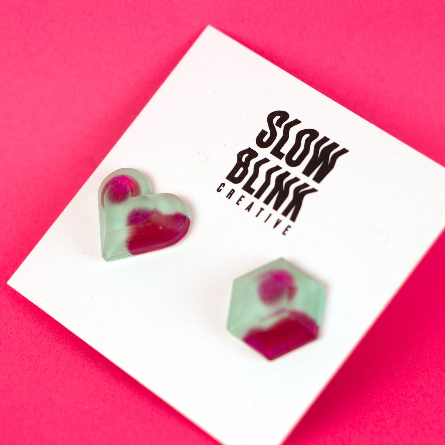 Mismatched Magenta + Mint Matte Finish Earrings