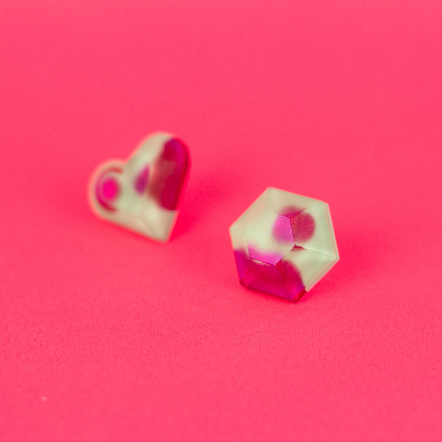 Mismatched Magenta + Mint Matte Finish Earrings