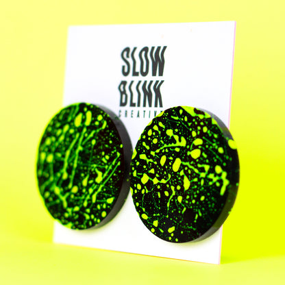 Neon Yellow + Black 80s Style Earrings