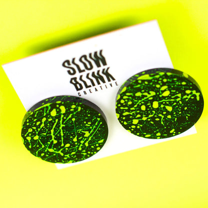 Neon Yellow + Black 80s Style Earrings