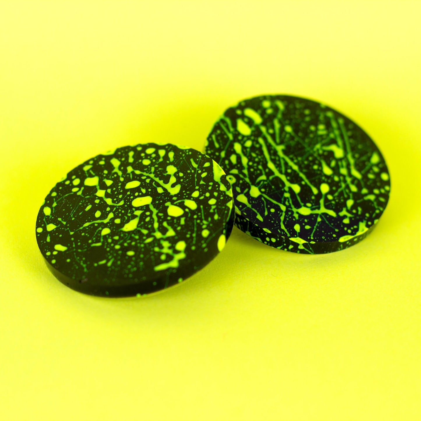 Neon Yellow + Black 80s Style Earrings