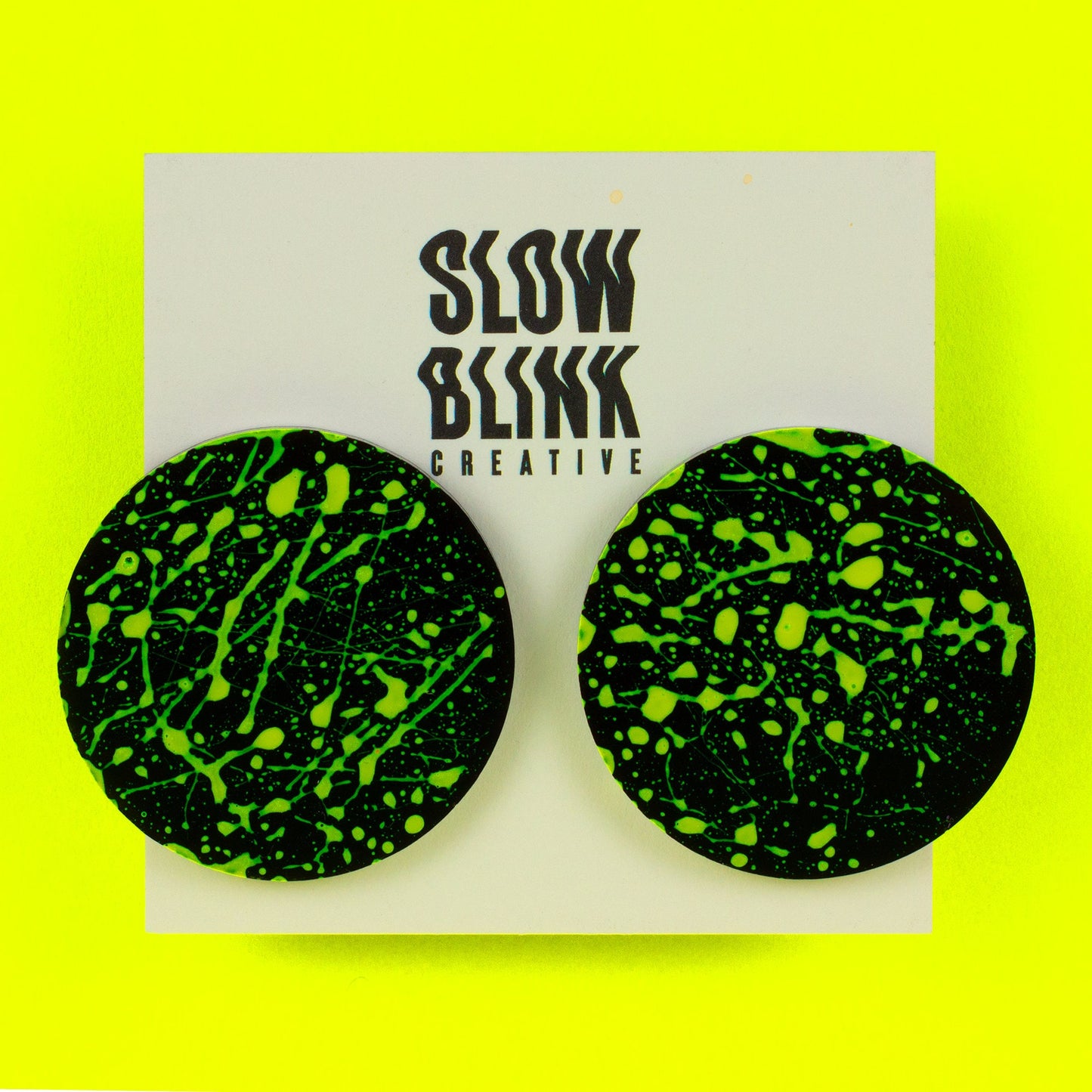 Neon Yellow + Black 80s Style Earrings