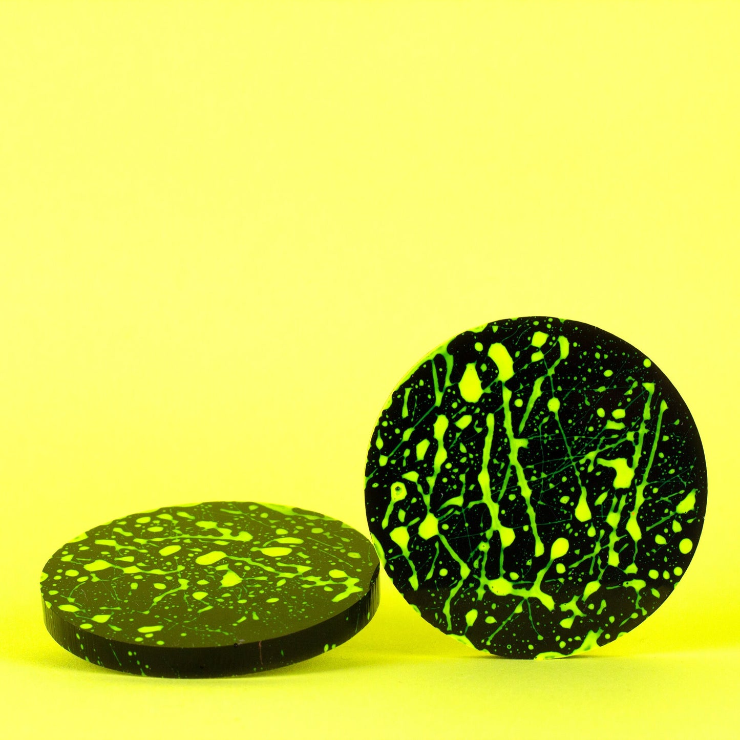 Neon Yellow + Black 80s Style Earrings