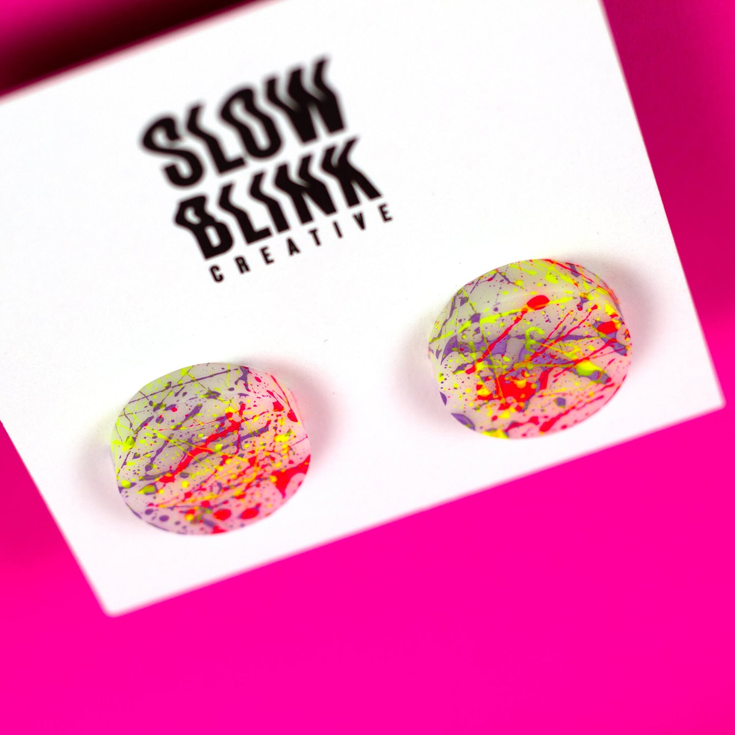 Neon Pink, Neon Yellow + Purple Graffiti Statement Earrings