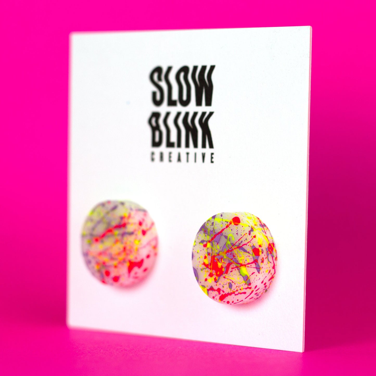 Neon Pink, Neon Yellow + Purple Graffiti Statement Earrings