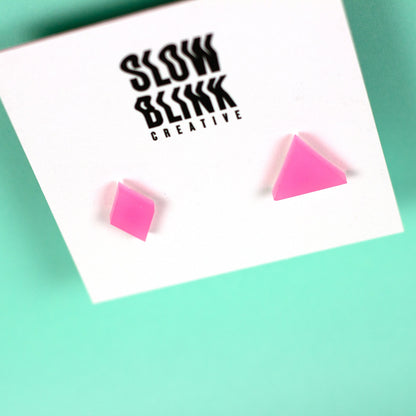 Pink Glow In The Dark Mismatched Earrings (Glows White)