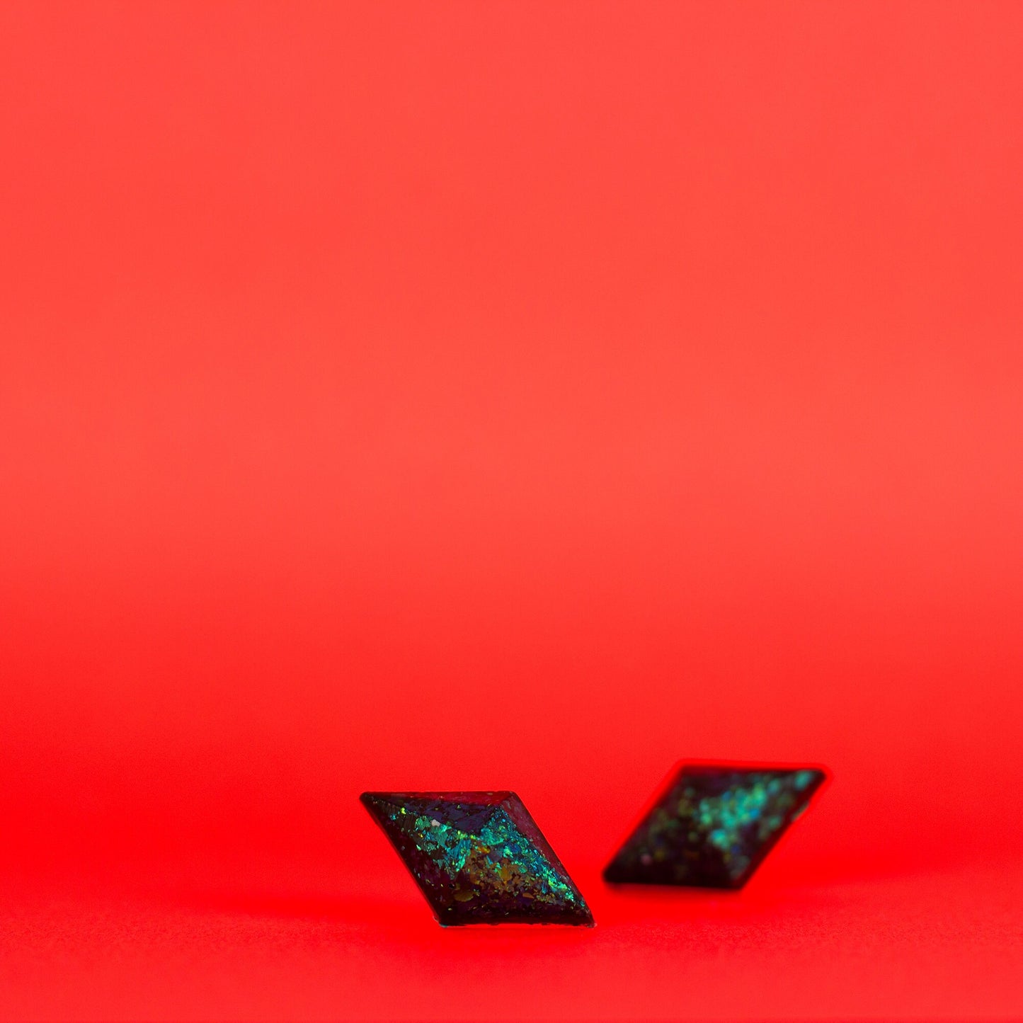 Iridescent Emerald Green Diamond Studs