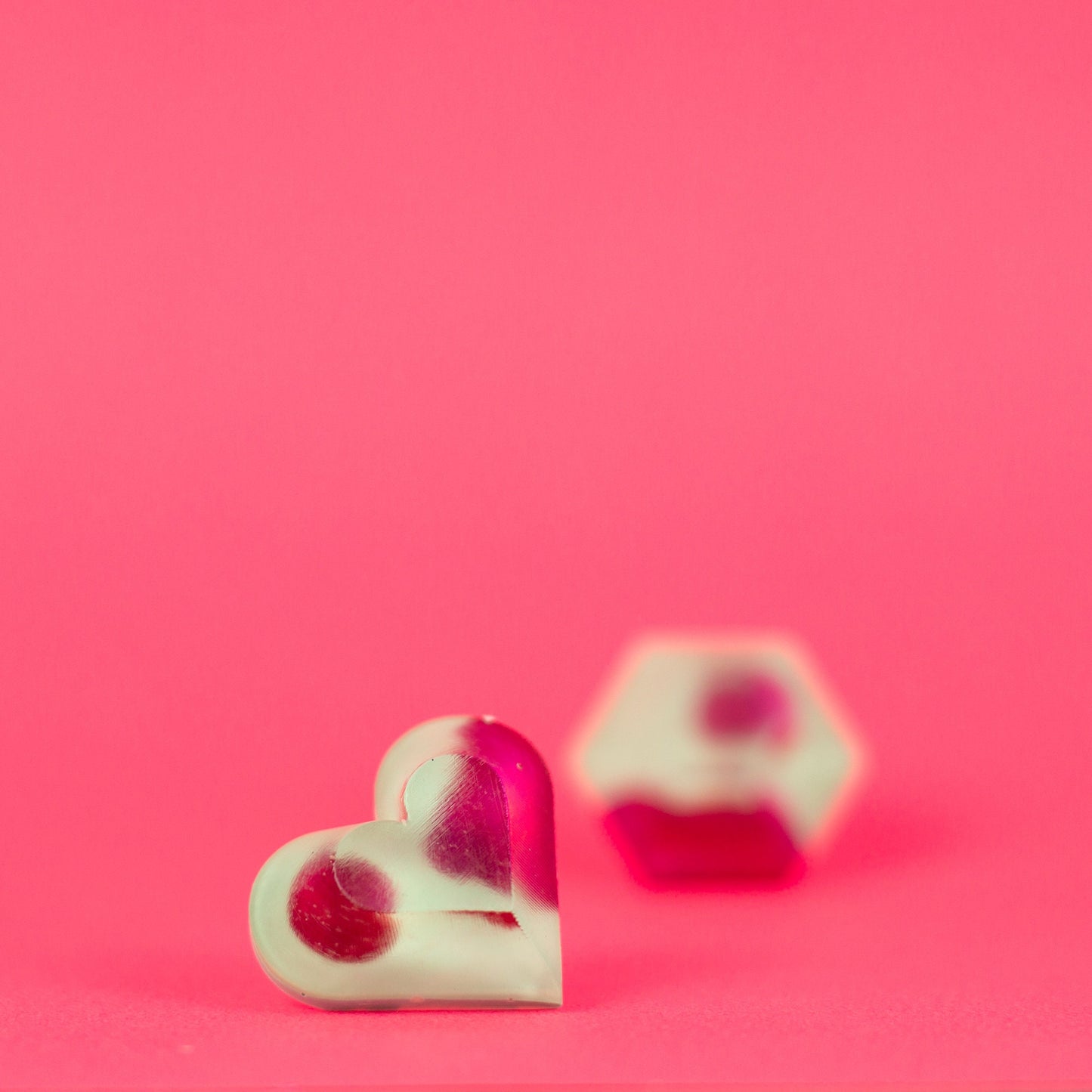 Mismatched Magenta + Mint Matte Finish Earrings