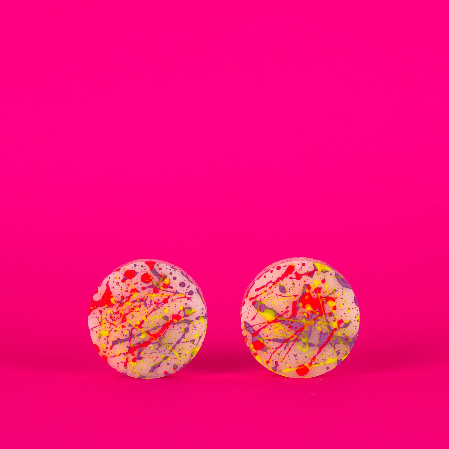 Neon Pink, Neon Yellow + Purple Graffiti Statement Earrings