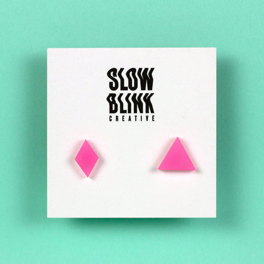 Pink Glow In The Dark Mismatched Earrings (Glows White)