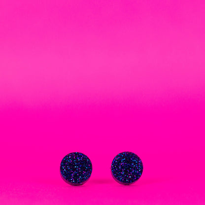 Small Violet Purple Holographic Glitter Earrings