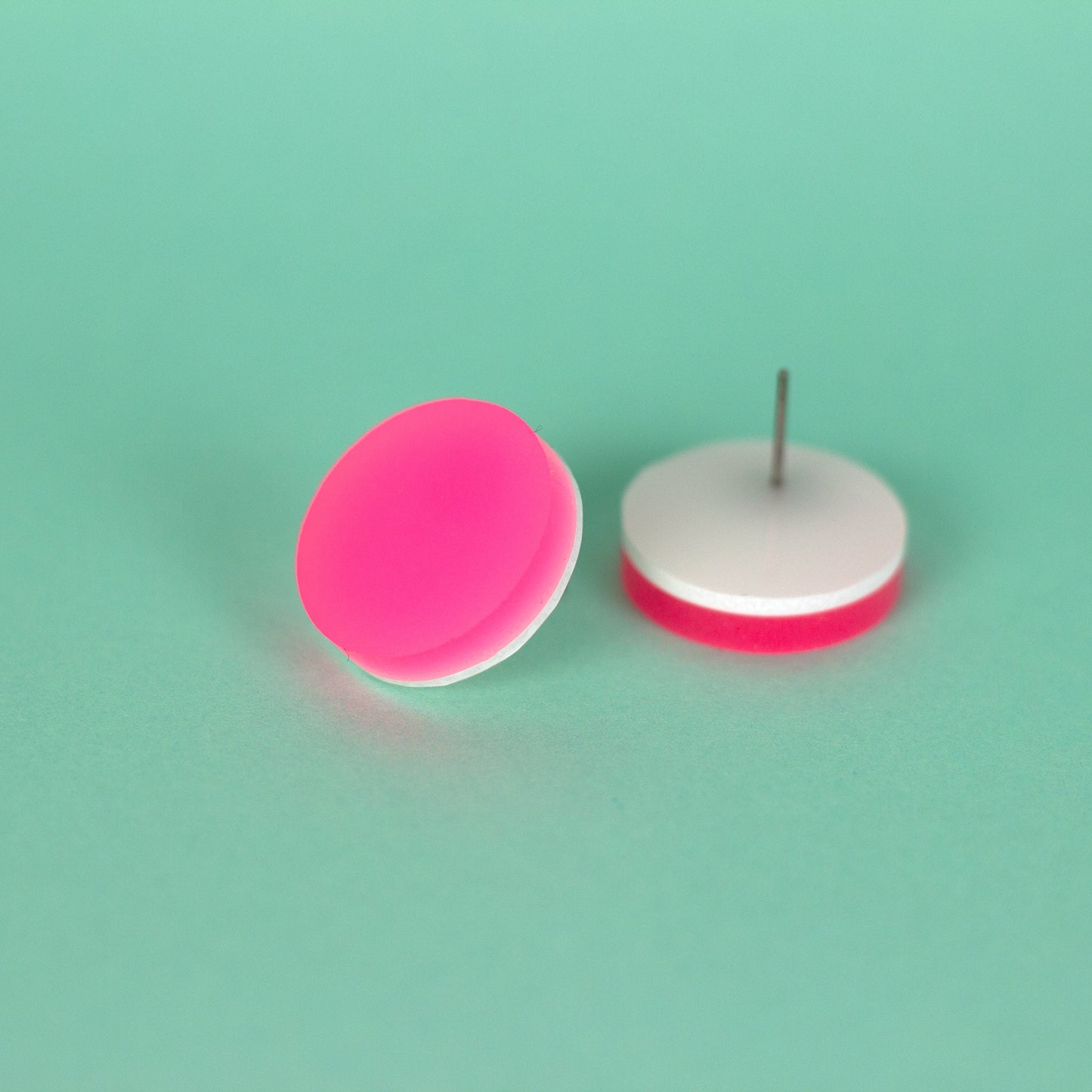 Pink Glow In The Dark Earrings (Glows White)