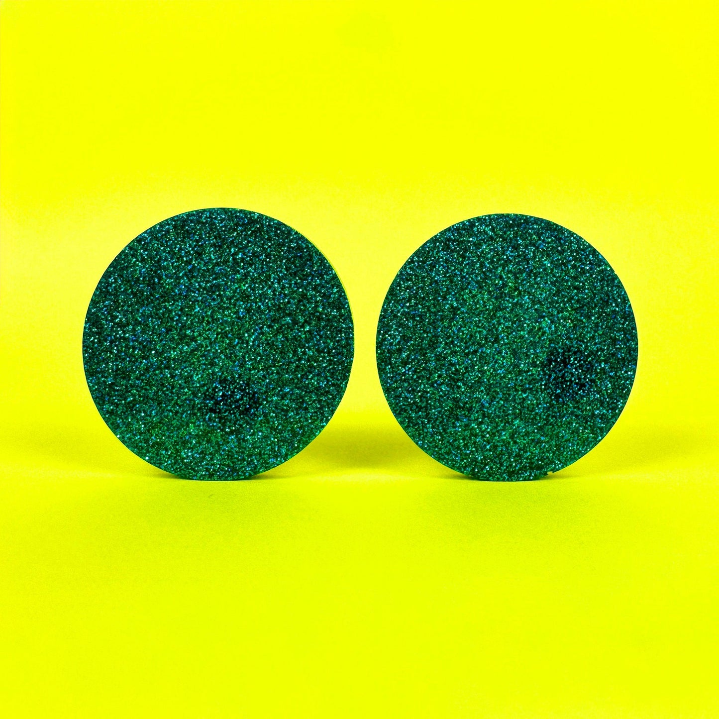 Teal Glitter Statement Earrings