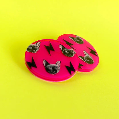 Neon Siamese Cat Earrings