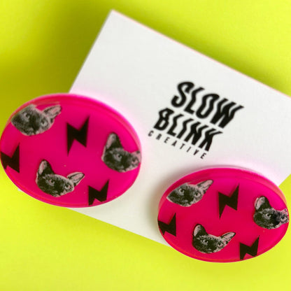 Neon Siamese Cat Earrings