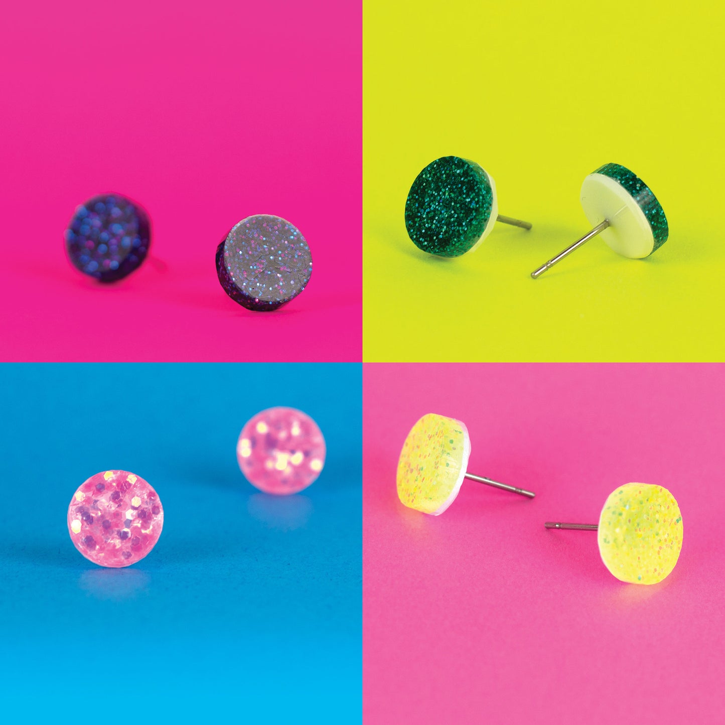 Glitter Resin Stud Earrings