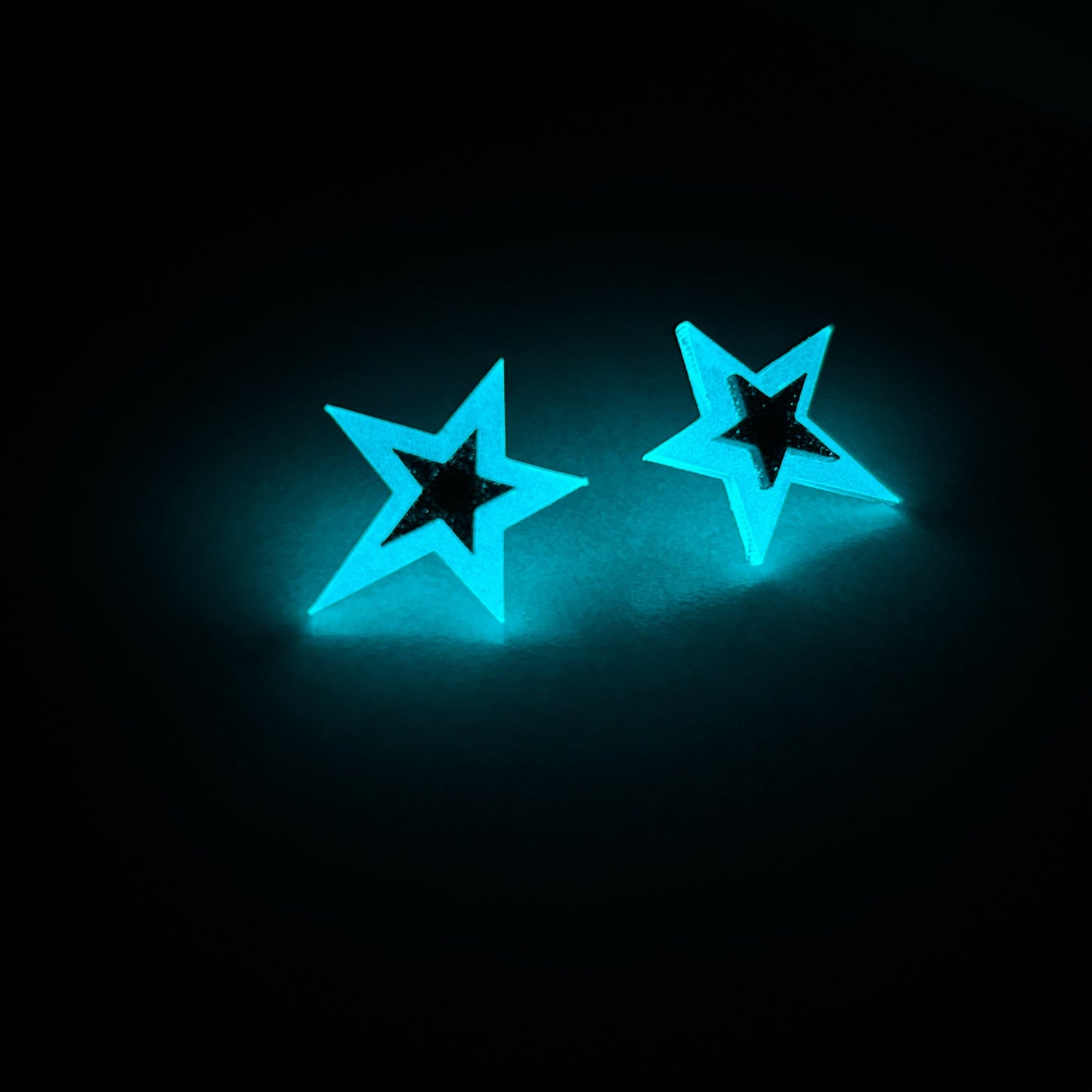 Glow In The Dark Two Tone Star Earrings