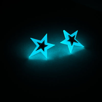 Glow In The Dark Two Tone Star Earrings